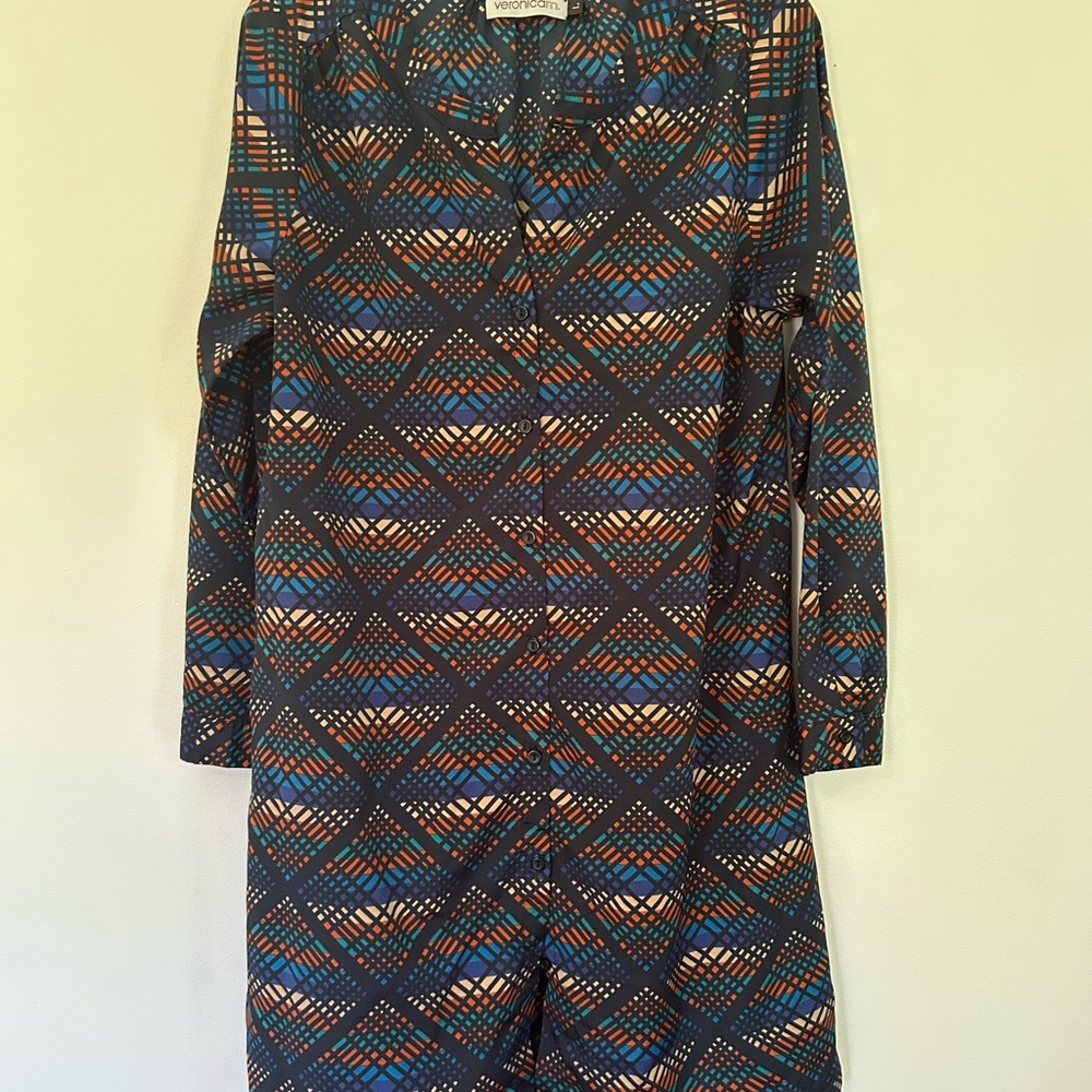 Veronica M Blue and Orange Geometric Dress